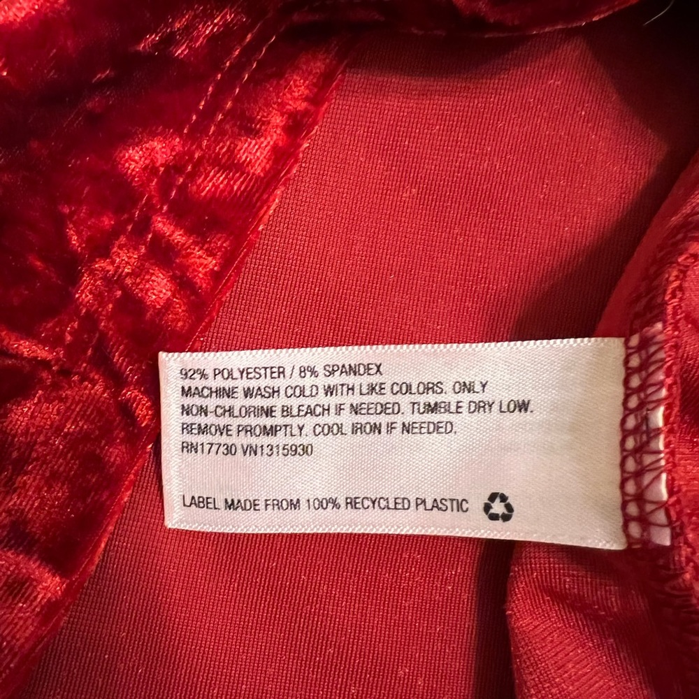 RED CRUSHED VELVET Top XS - Picture 5 of 7